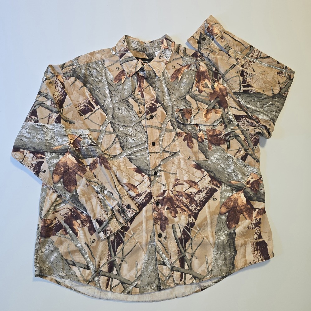 Outfitters Ridge Mens 2XL Camo Hunting Shirt Fusion 3-D Cotton Button Up
